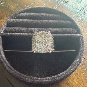 Silver tone Rhinestone cocktail ring